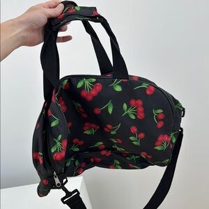 Black and Red Floral Mini Bag with Adjustable Strap